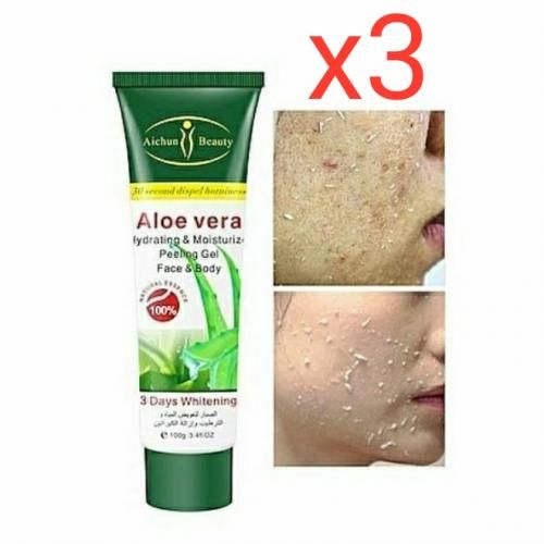 Pack 3 Crème Aloe Vera Gel Exfoliant Hydratant Nettoyant Visage Et Corps