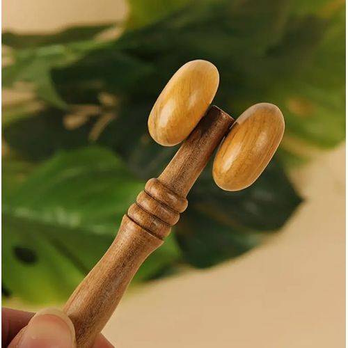 1pc Rouleau Facial En Bois De Santal - Relaxation Manuelle Des Méridiens Et Masseur Pour Le Soin De La Peau