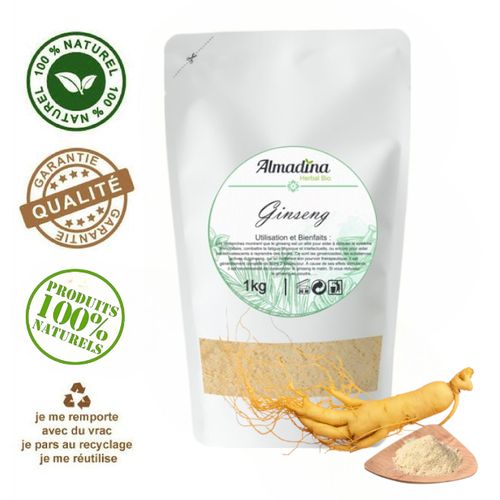 Ginseng Blanc En Poudre 1kg - Performance Physique Et Mental