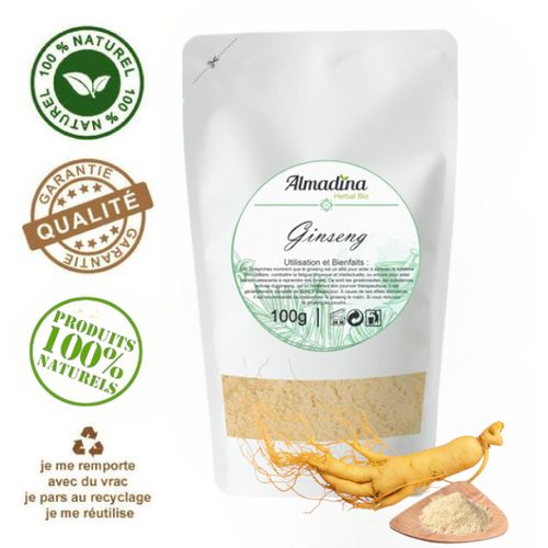 Ginseng Blanc En Poudre 100gr - Performance Physique Et Mental