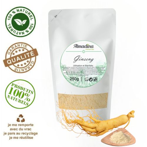 Ginseng Blanc En Poudre 250gr - Performance Physique Et Mental