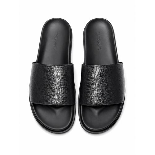 Claquettes Homme Toro En Cuir Premium Noir