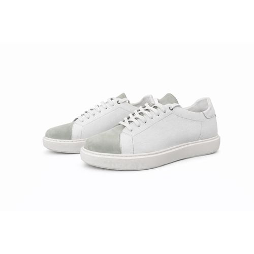 Baskets Homme En Cuir Blanc & Daim – Style Minimaliste Confort Premium