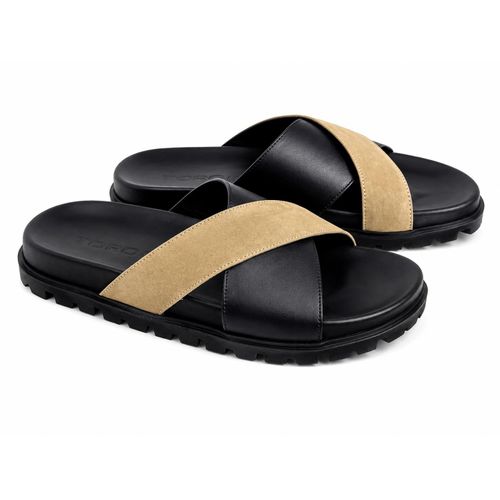 Sandales Premium Croisées En Cuir Et Daim – Confort & Élégance