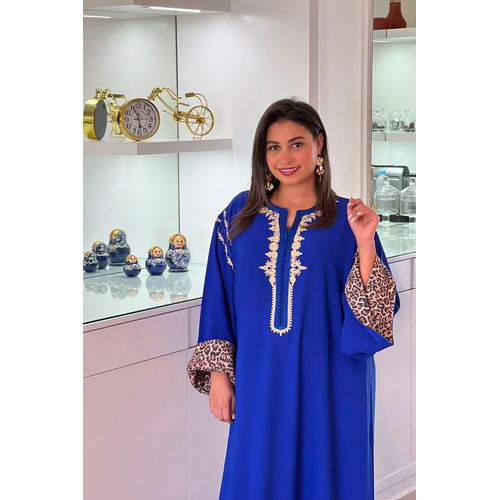 Gandoura Marocaine Bleu Royale Pour Femme – Élégance Et Raffinement