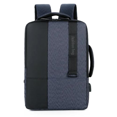 Sac À Dos À Glissière En Polyester De Grande Capacité Pour Hommes - Bleu