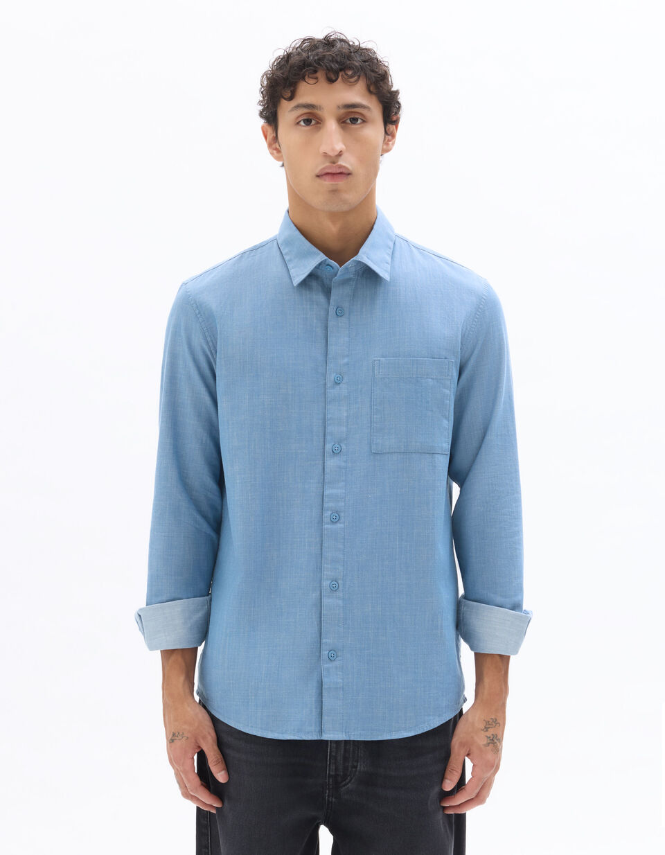 Chemise Regular En Jean 100% Coton thumbnail 3