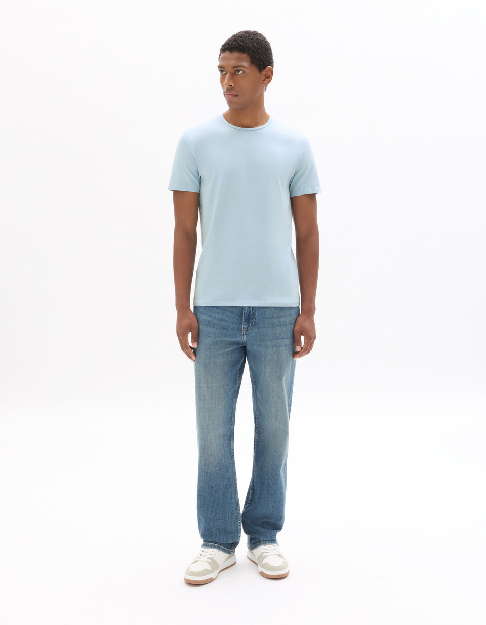 T-shirt Slim Col Rond En Coton Stretch thumbnail 2