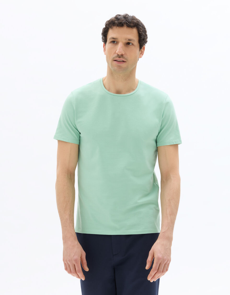 T-shirt Slim Col Rond En Coton Stretch thumbnail 3
