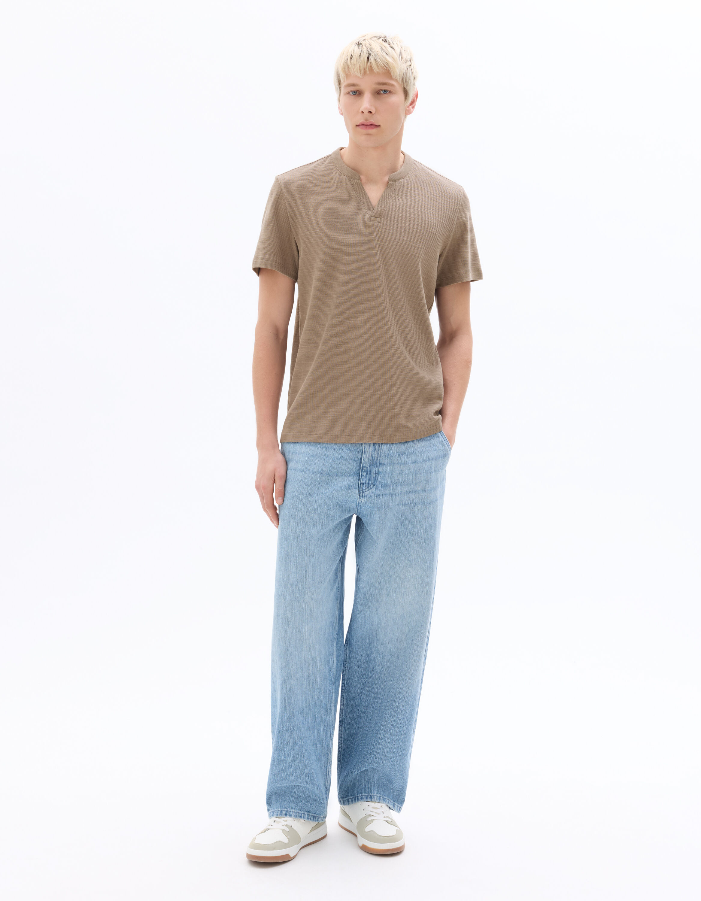 T-shirt Regular Col Henley 100% Coton thumbnail 2