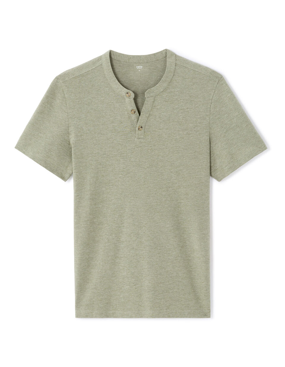 T-shirt Regular Col Tunisien Coton Mélangé