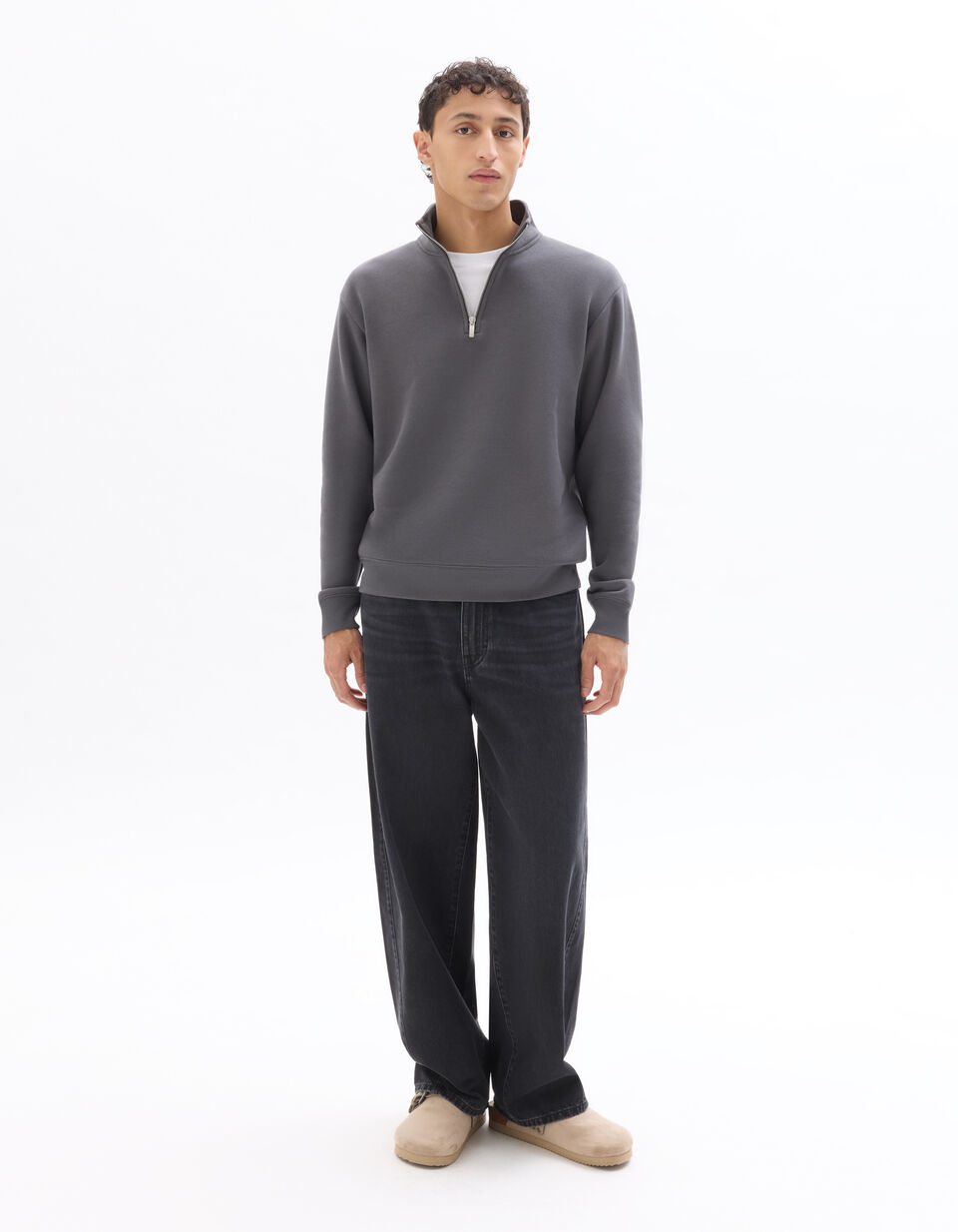 Sweat Regular Col Camionneur Uni