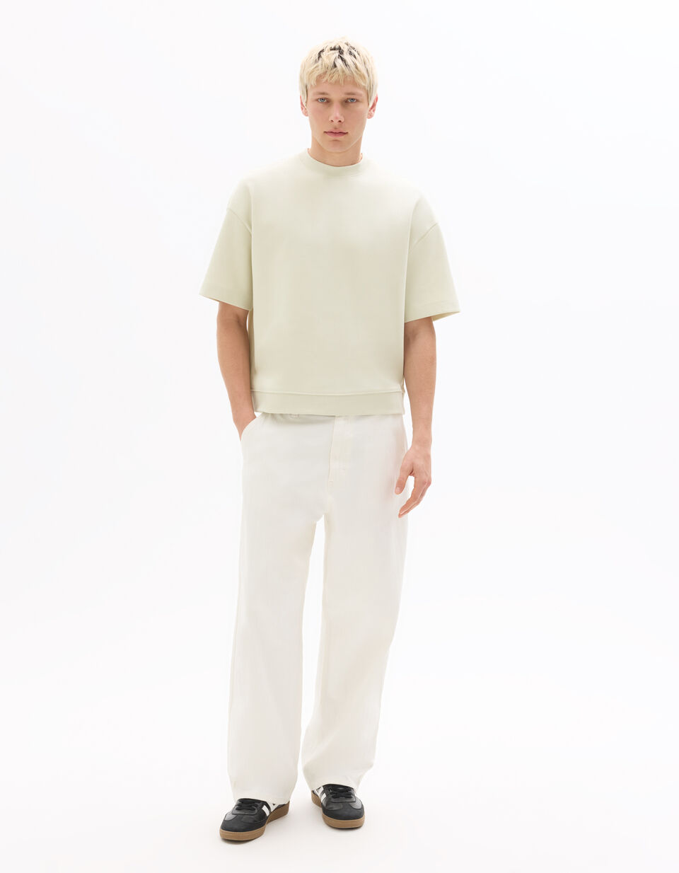 Sweat Oversize En Interlock Manches Courtes