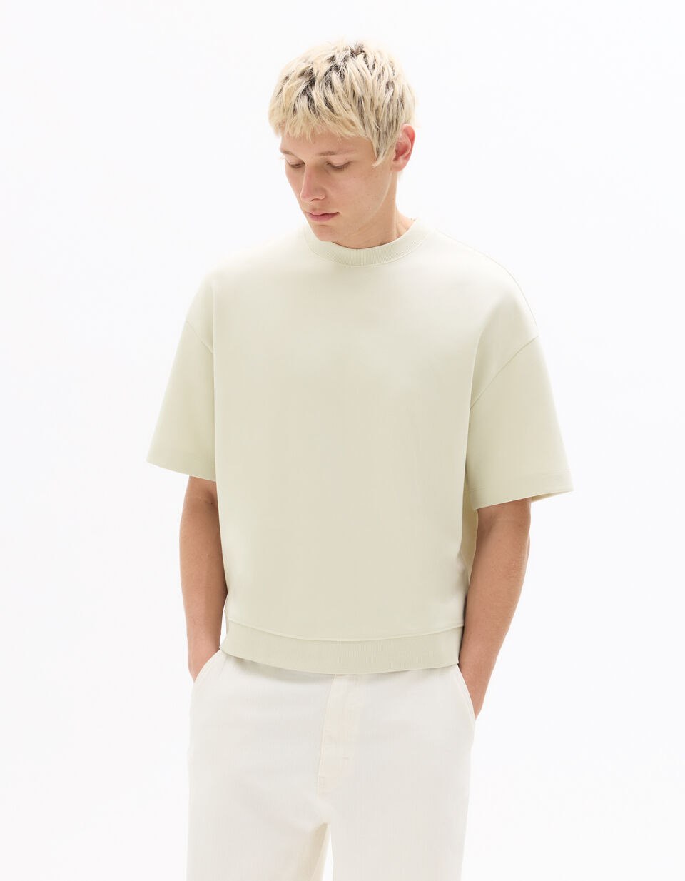 Sweat Oversize En Interlock Manches Courtes