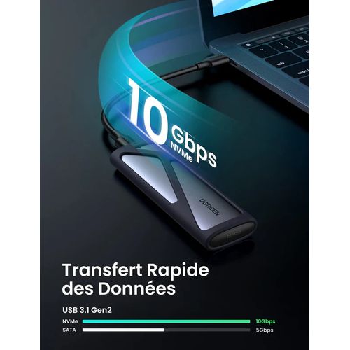 Boîtier En Aluminium M.2 Nvme Pcie Usb 3.2 Gen 2 10gbps thumbnail 3