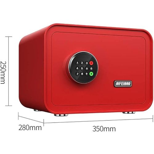 Coffre Fort Électronique - 25 X 35 X 28 Cm Clé Plus Code Alarme - Rouge thumbnail 3