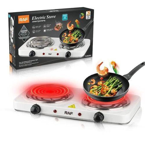 Cuisinière Électrique 2 Feux 2000 W Blanc