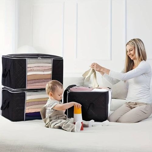 Lot De 3 Sacs De Rangement Vêtements Et Draps 90 L Économiseur D’espace thumbnail 3