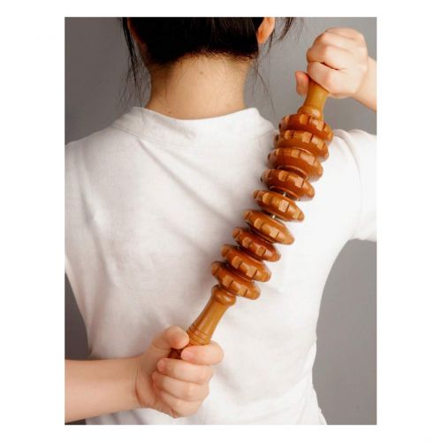 1 Pièce Masseur Corporel Courbé En Bois Avec 12 Roues, Outil De Relaxation thumbnail 3