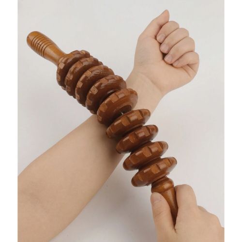 1 Pièce Masseur Corporel Courbé En Bois Avec 12 Roues, Outil De Relaxation thumbnail 2