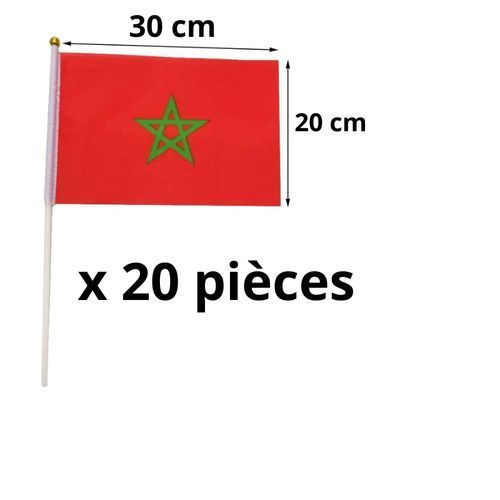 Lot De 20 Drapeaux De Maroc, 30 Cm X 20 Cm