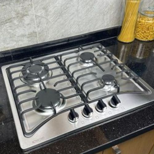 H4-60es Plaque De Cuisson Encastré À Gaz 4f 60cm Inox Encastrable + Hotte 60 Cm
