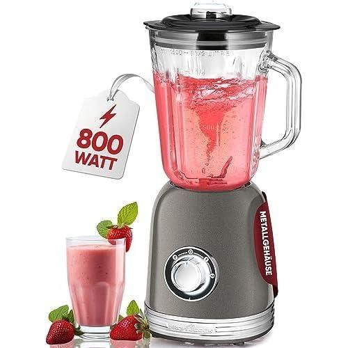 Mélangeur - Récipient En Verre 1,5l, Turbo, 4 Couteaux Inoxydable 800 W