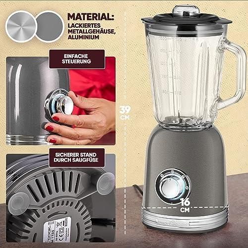 Mélangeur - Récipient En Verre 1,5l, Turbo, 4 Couteaux Inoxydable 800 W