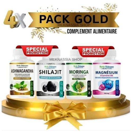Pack 4 Compléments Alimentaires – Shilajit, Ashwagandha, Magnésium Et Moringa (60 Gélules)