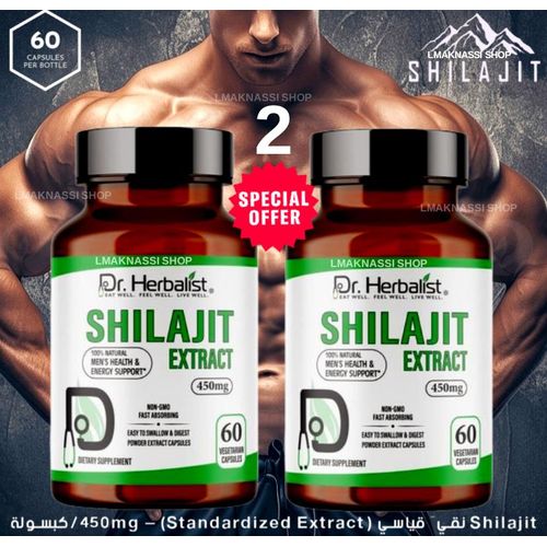2 Bouteilles De Shilajit Pur Himalaya 450 Mg – Résine Biologique À L’acide Fulvique Pour Énergie & Vitalité – 120 Gélules