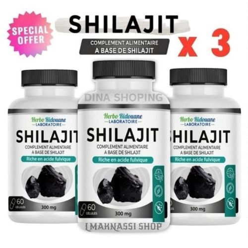 Pack de 3 Shilajit Pur de l'Himalaya 300mg – 180 Gélules à Libération Prolongée (100% Acide Fulvique)