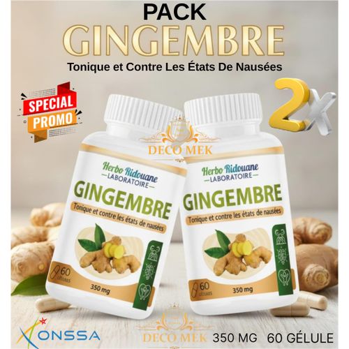 Pack Double 2 Bouteilles Complement Alimentaire A Base De Gingembre Tonique Et Contre Les États De Nausées 300 Mg