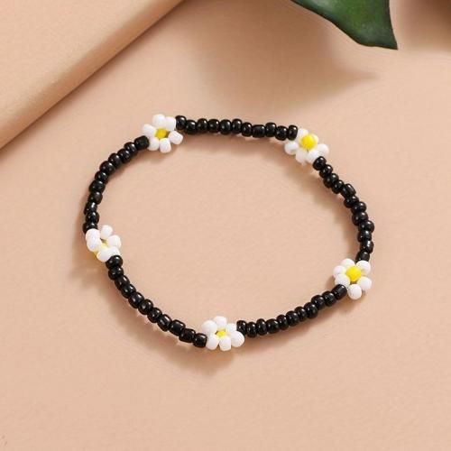 Bracelet Black & Flower Beads
