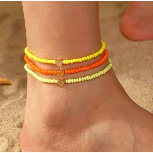 Pack De 3 Bracelets De Cheville Coeur Vert Jaune & Orange