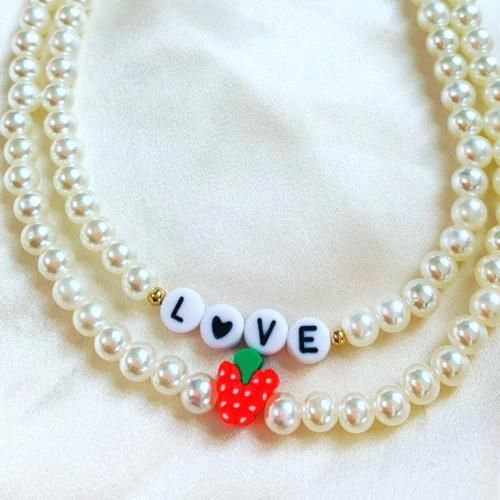 Pack De 2 Colliers Raisin Rouge & Love