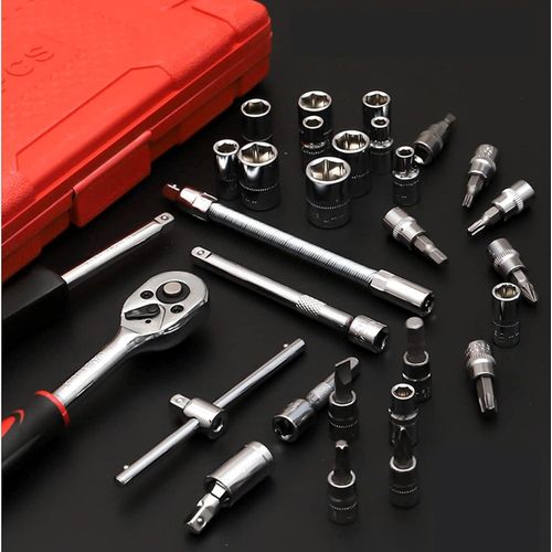 Kit D’outils De Réparation Auto 46 Pièces – Coffret À Douilles 1/4" Avec Clé À Cliquet Multifonction Portable & Durable+ Sticker thumbnail 3