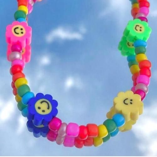 Sangle Lanière Phone Strap Colorful Perle & Colorful Flower