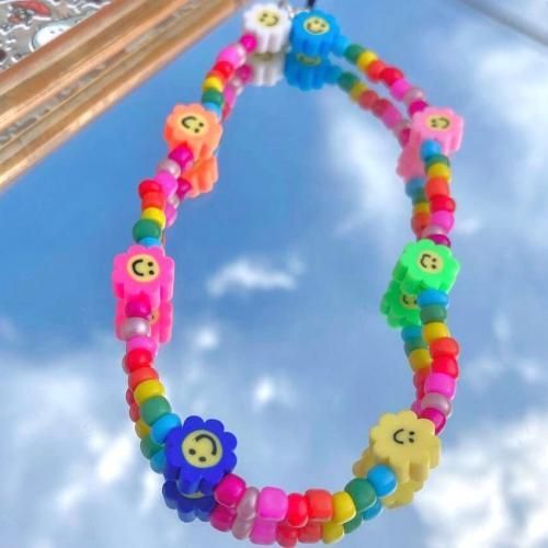 Sangle Lanière Phone Strap Colorful Perle & Colorful Flower