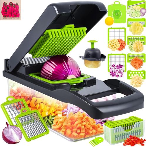 Coupe Légumes Multifonctions - Mandoline Cuisine, Hachoir À Légumes Avec 7 Lames + Sticker