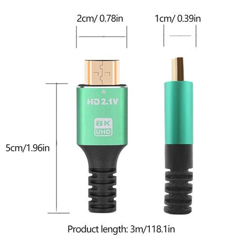 Cable Hdmi Green Black 8k 2.1 48gbps 2m + Sticker Choose