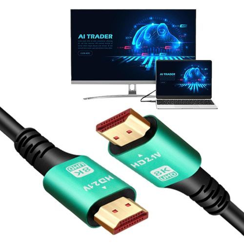 Cable Hdmi Green Black 8k 2.1 48gbps 2m + Sticker Choose