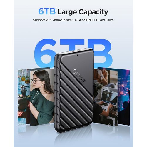 Boîtier Externe Usb-c Pour Hdd/ssd 2.5" – Haute Vitesse Uasp + Sticker