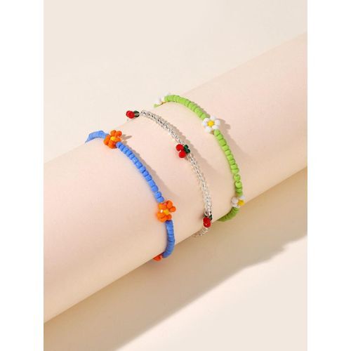 Pack De 3 Bracelets Flower & Cerise Beads