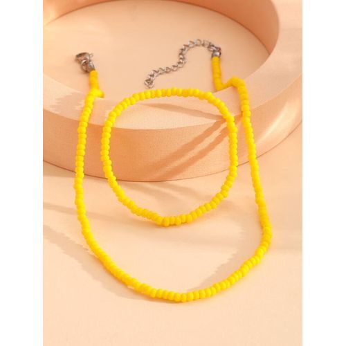 Pack Collier Et Bracelet Perle Classique Jaune