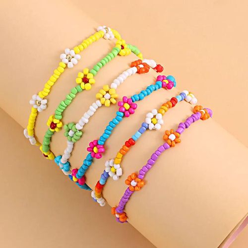 Pack De 6 Bracelets De Cheville Flower Arc Beads