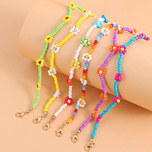 Pack De 6 Bracelets De Cheville Flower Arc Beads