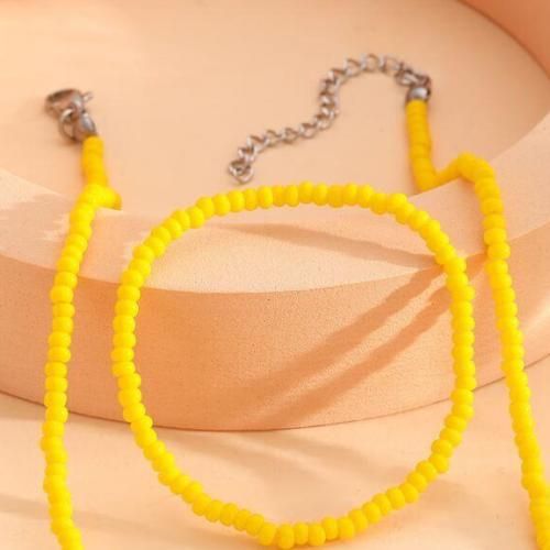 Pack Collier Et Bracelet Perle Classique Jaune