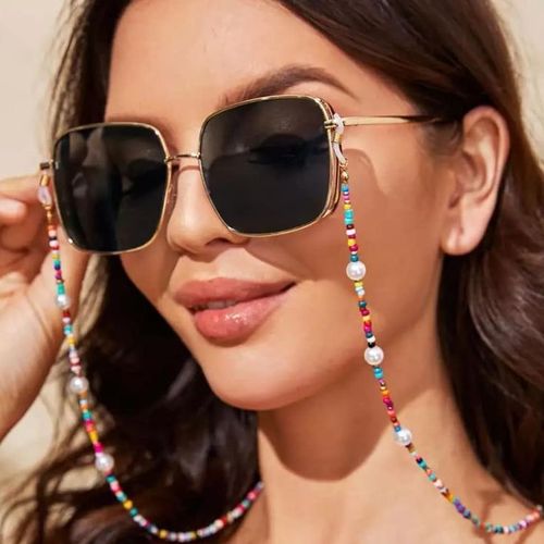 Chaîne De Lunettes En Perles Blanc & Multicouleur