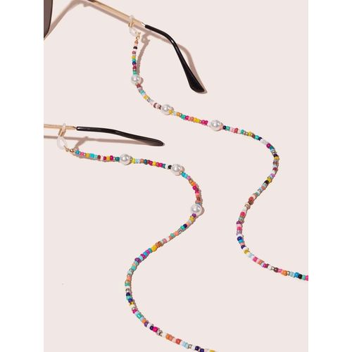 Chaîne De Lunettes En Perles Blanc & Multicouleur