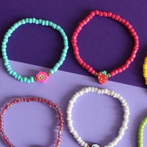 Pack De 6 Bracelets Fruits For Kids + Sticker 